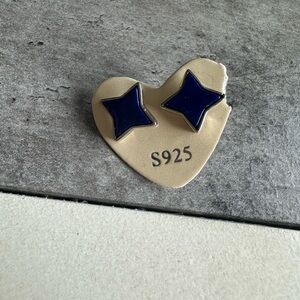 Sterling 925 Silver Lapis Star Earrings